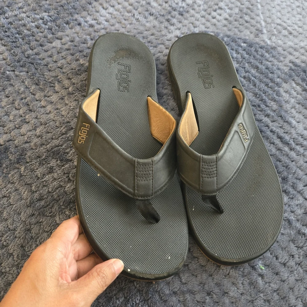 Flojos Black Flip-Flops Size 12